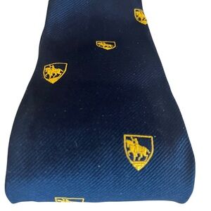 Navy Blue Tie with Horse Yellow Shield Pattern